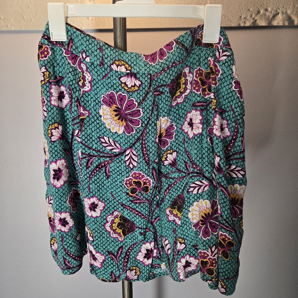 LOFT Floral Mini Skirt - Teal and Purple